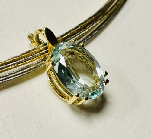 Aquamarin Anhänger oval 750GG